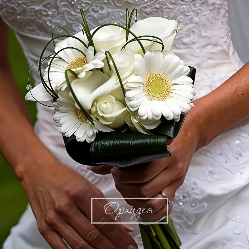 Свадебный букет с каллами и розами