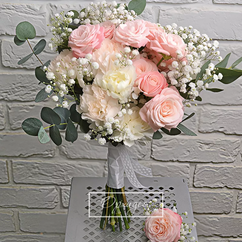 Свадебный букет с кустовыми розами